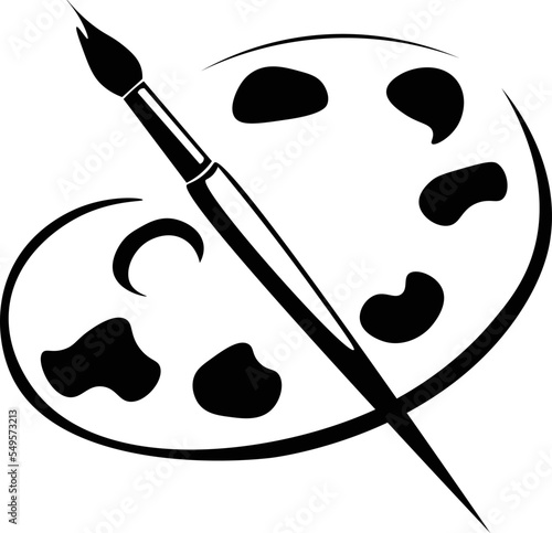 Black and White Cartoon Illustration Vector of Paint Pallet 