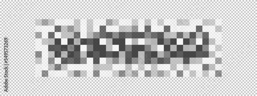 Censor blur checkered texture on transparent background. Mosaic pattern with pixel effect to hide text, image or another forbidden, unwanted or privacy content photo