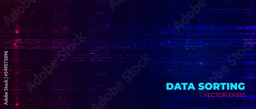 Glitch on dark background. Abstract vector digital backdrop