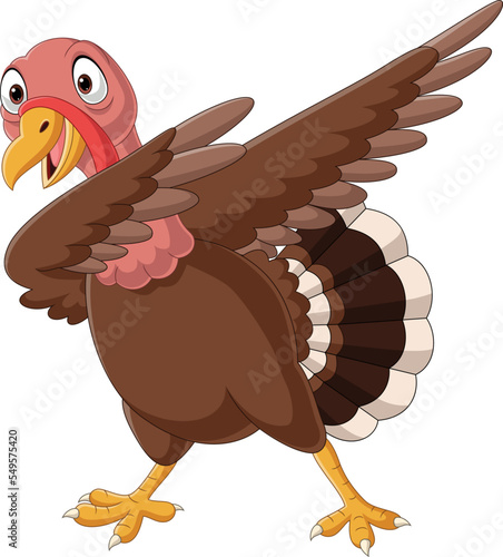 Cartoon happy turkey dabbing dance