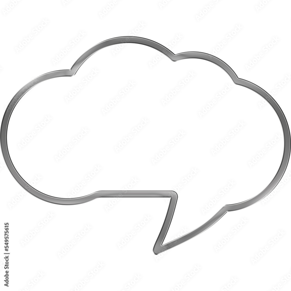 Silver Metal Speech Bubble Cloud Illustration Silver Metal Speech Bubble Cloud Illustration