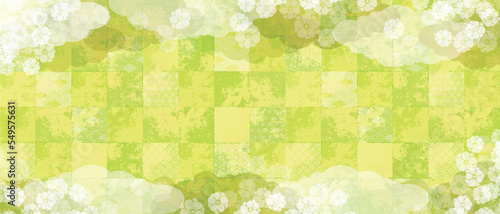 和風柄　新緑カラー　イラスト背景