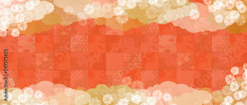 おしゃれなお正月　和紙柄　背景イラスト