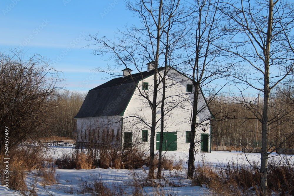 old barn in winter, Elk Island National Park, Alberta