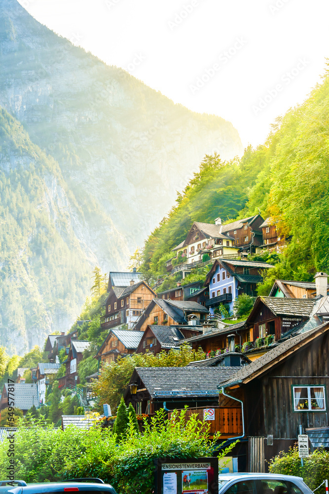 Hallstatt village in the mountains, Austria