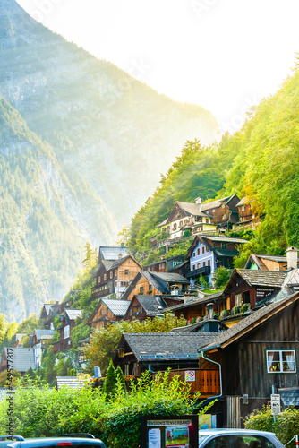 Hallstatt village in the mountains  Austria
