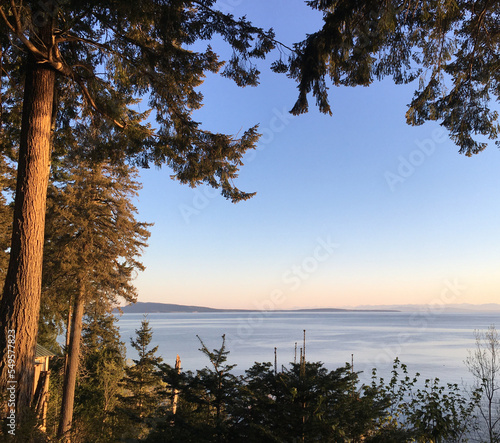 Sunrise on the East Coast of Vancouver Island in Qualicum Bay, British Columbia, Canada photo