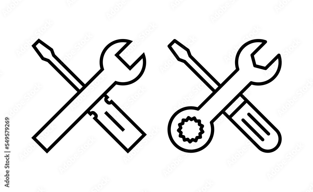 Repair tools icon vector for web and mobile app. tool sign and symbol. setting icon. Wrench and screwdriver. Service Repair tools icon vector for web and mobile app. tool sign and symbol. setting icon. Wrench and screwdriver. Service