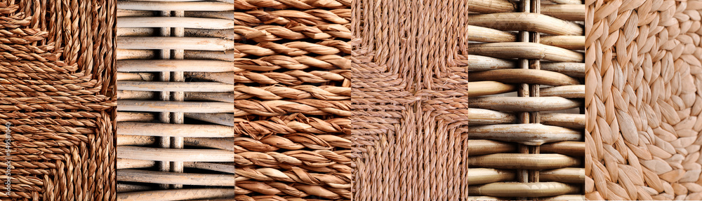 Collection of rattan textures, closeup Collection of rattan textures, closeup