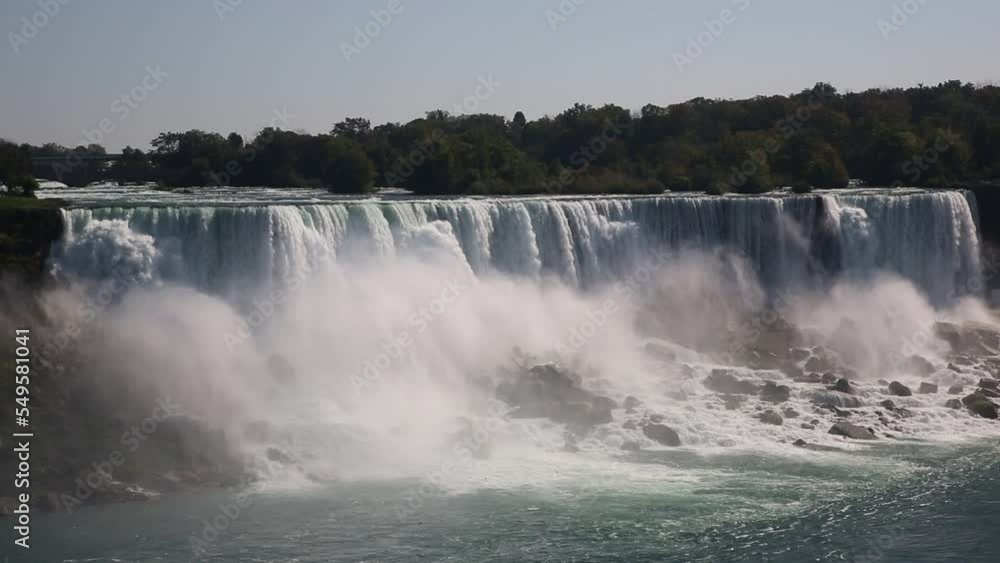Canadian side view of Niagara Falls, American Falls in a sunny day in Niagara Falls, Ontario, Canada Canadian side view of Niagara Falls, American Falls in a sunny day in Niagara Falls, Ontario, Canada