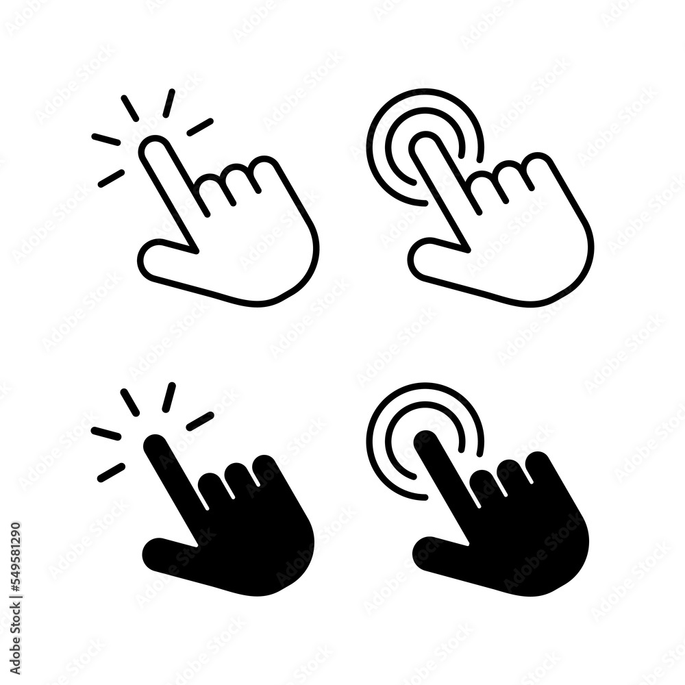 Hand click icon vector for web and mobile app. pointer sign and symbol. hand cursor icon Hand click icon vector for web and mobile app. pointer sign and symbol. hand cursor icon
