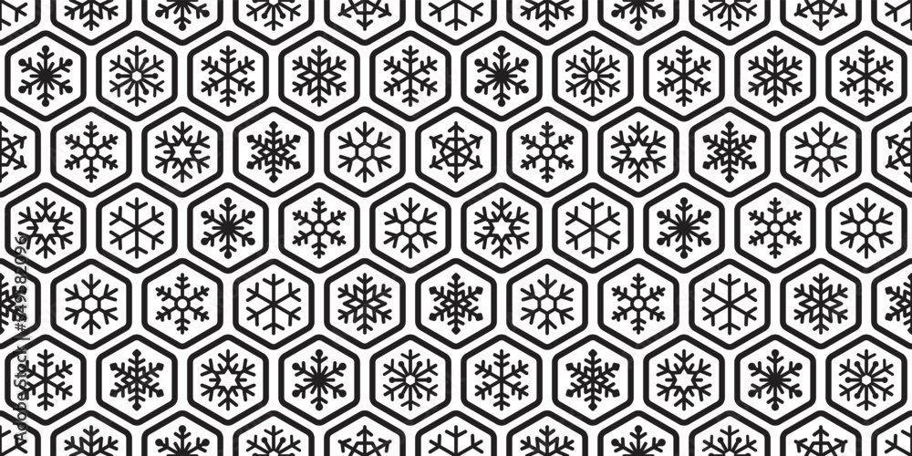 Snowflake seamless pattern Christmas hexagon honeycomb vector snow Santa Claus scarf isolated cartoon gift wrapping paper repeat wallpaper tile background illustration doodle design Snowflake seamless pattern Christmas hexagon honeycomb vector snow Santa Claus scarf isolated cartoon gift wrapping paper repeat wallpaper tile background illustration doodle design