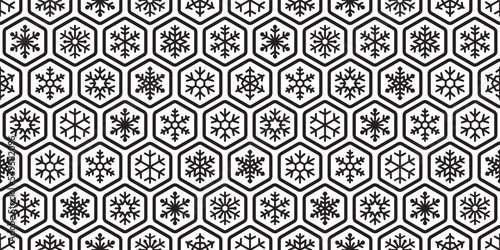 Snowflake seamless pattern Christmas hexagon honeycomb vector snow Santa Claus scarf isolated cartoon gift wrapping paper repeat wallpaper tile background illustration doodle design