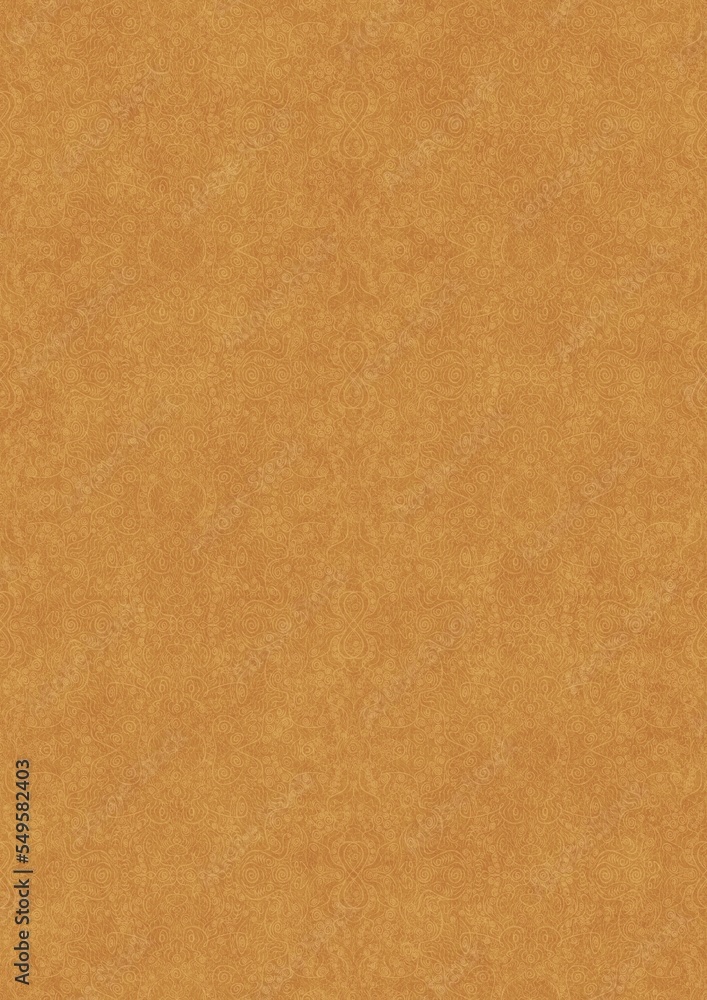 Fototapeta premium Hand-drawn unique abstract symmetrical seamless ornament light yellow on a darker yellow background, paper texture. Digital artwork, A4. (pattern: p06e)