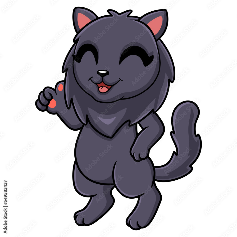 Fototapeta premium Cute highland fold cat cartoon giving thumbs up
