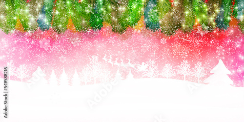 雪　クリスマス　モミの木　背景	