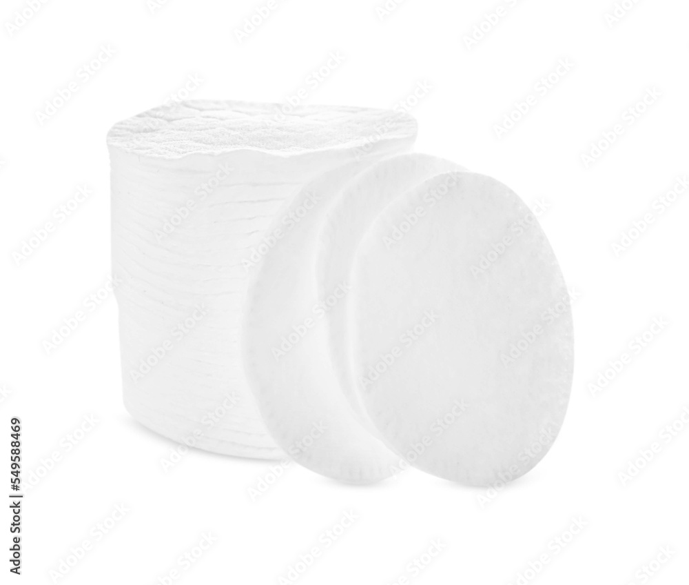 Stack of clean cotton pads on white background Stack of clean cotton pads on white background