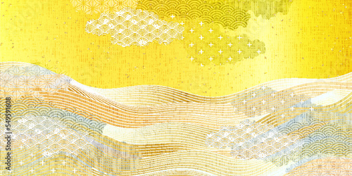 波　和柄　年賀状　背景