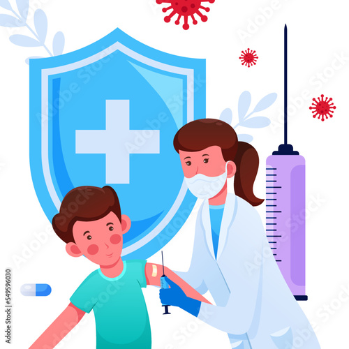 World immunization day, design concept of immunization in boys