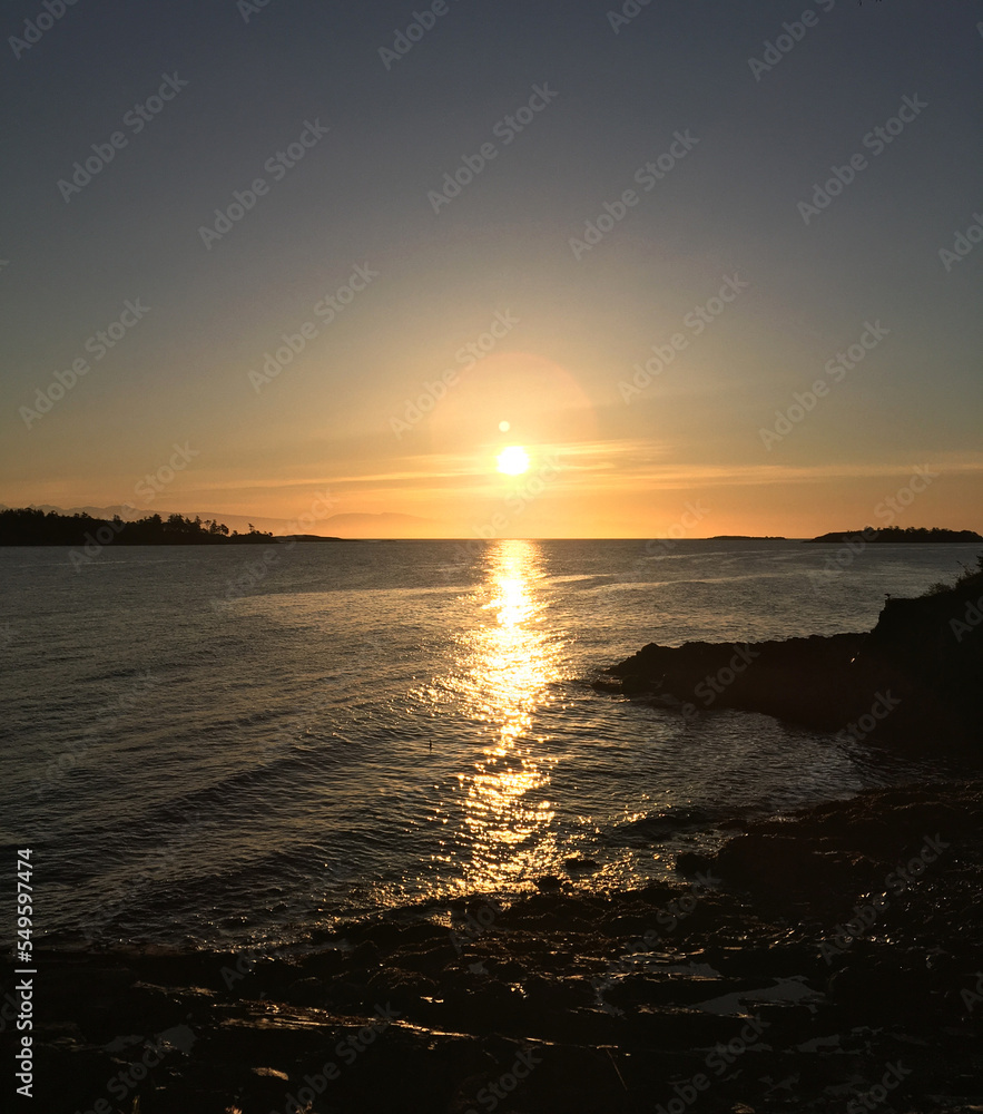 Beautiful sunset in Nanoose Bay on the East Coast of Vancouver Island in British Columbia, Canada