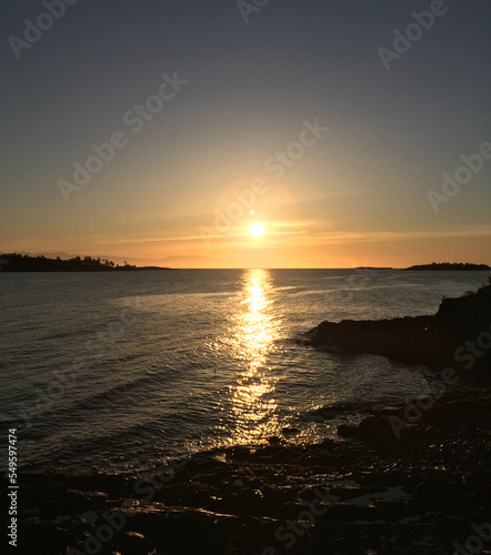 Beautiful sunset in Nanoose Bay on the East Coast of Vancouver Island in British Columbia  Canada