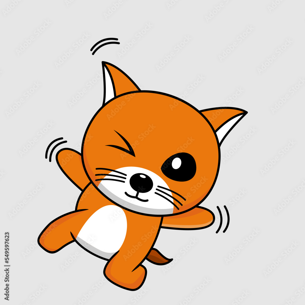 Obraz premium Cute orange cat character premium vector illustration