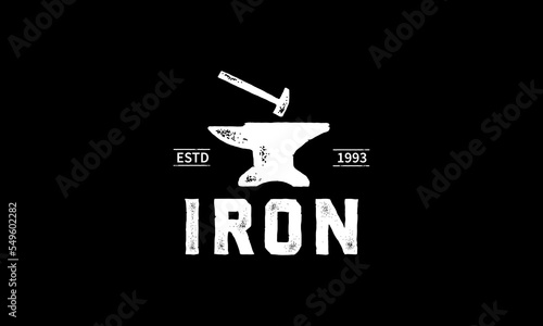 Iron vintage logo design, Isolated in White Background. Modern Design. Vector Illustration
