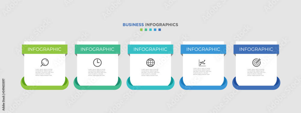 Business infographics timeline design template with 5 step and option ...