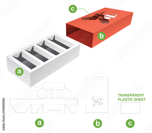 Christmas box die cut template and 3D mockup