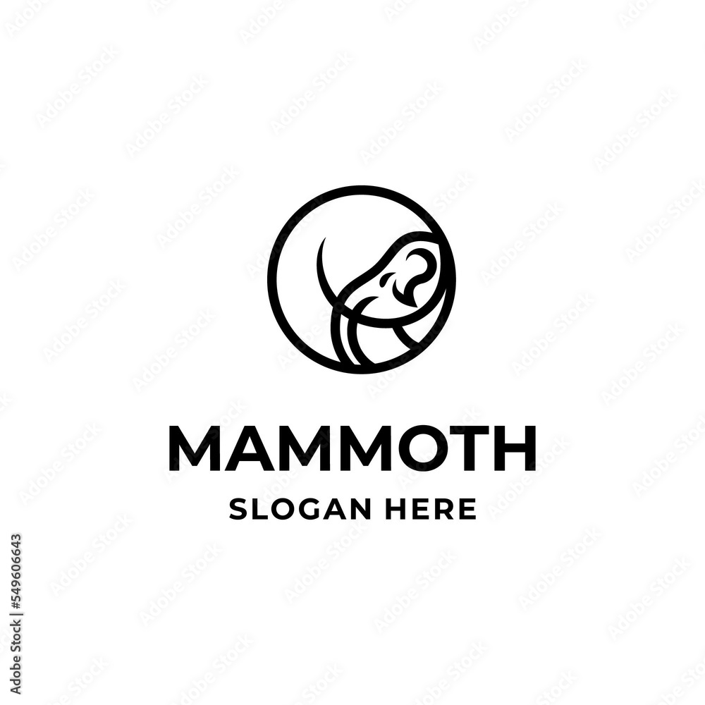 Head Mammoth Logo Design Premium 