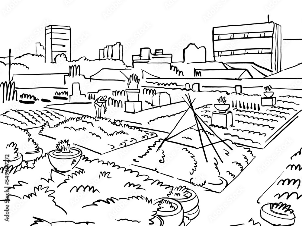 Fototapeta premium An Illustration of an urban farm