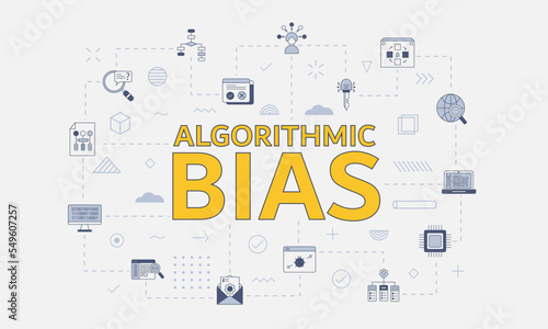 algorithmic bias concept with icon set with big word or text on center photo