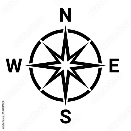 Flat compass direction illustration. Map symbol.