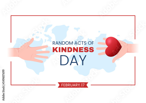 Random Acts of Kindness on February 17th Various Small Actions to Give Happiness in Flat Cartoon Hand Drawn Template Illustration