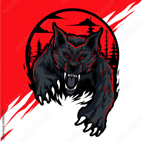 wolf esport gaming mascot logo template