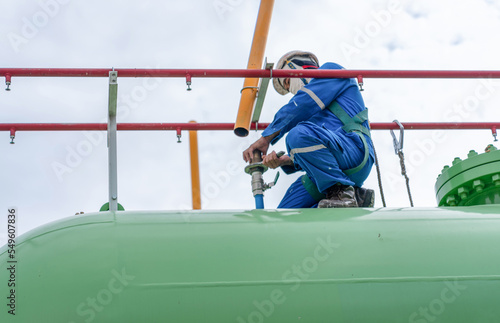 Engineer remove safety valve for inspection test. photo