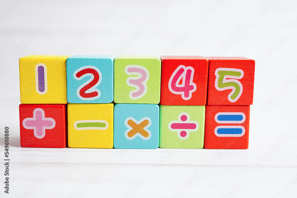 Number wood block cubes for learning Mathematic, education math concept. Number wood block cubes for learning Mathematic, education math concept.