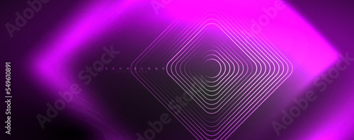 Neon glowing techno lines  hi-tech futuristic abstract background template. Vector illustration for wallpaper  banner  background  leaflet  catalog  cover  flyer