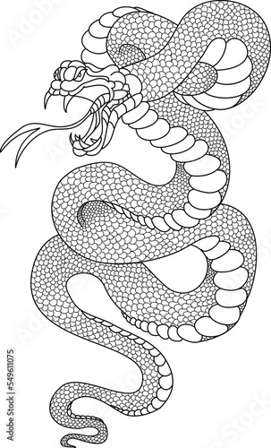 sticker snake tattoo style Cobra vector. snake cobra tattoo.Hand drawn Chinese snake. sticker snake cobra tattoo style Cobra vector. 