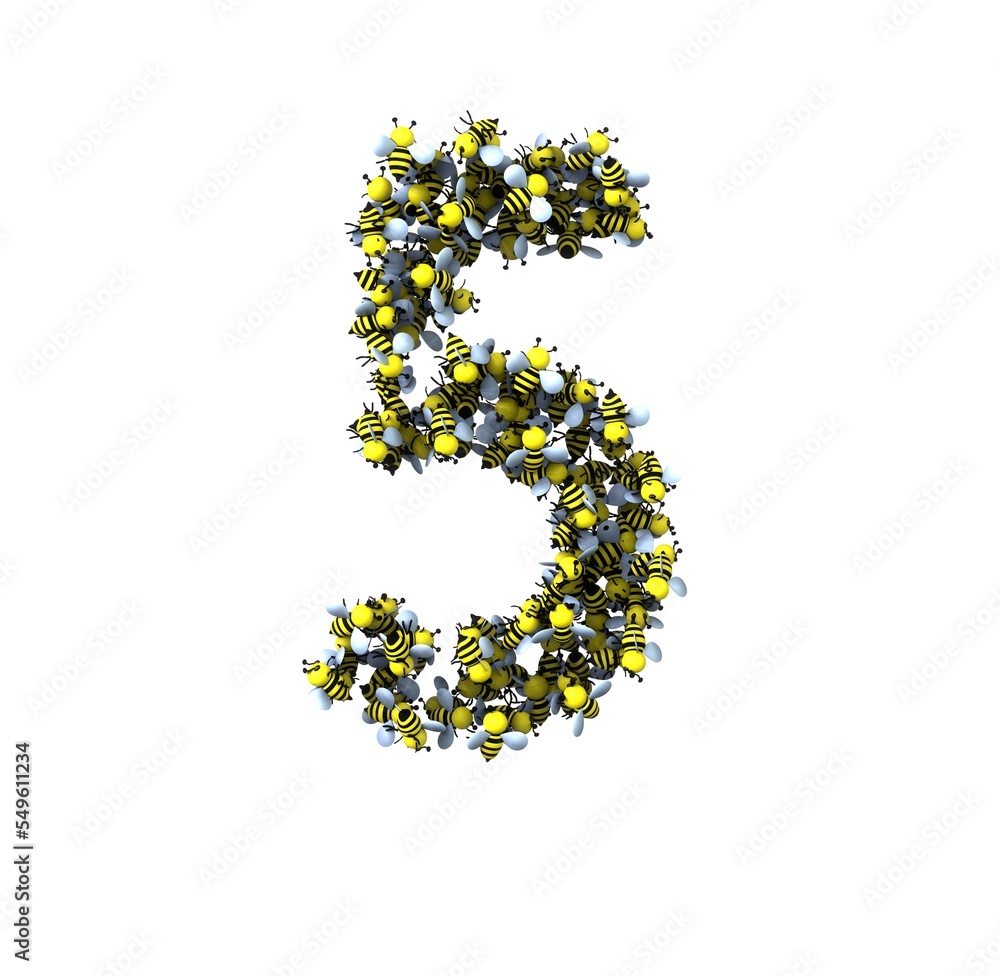 Bee Theemed Font - Number 5 Bee Theemed Font - Number 5