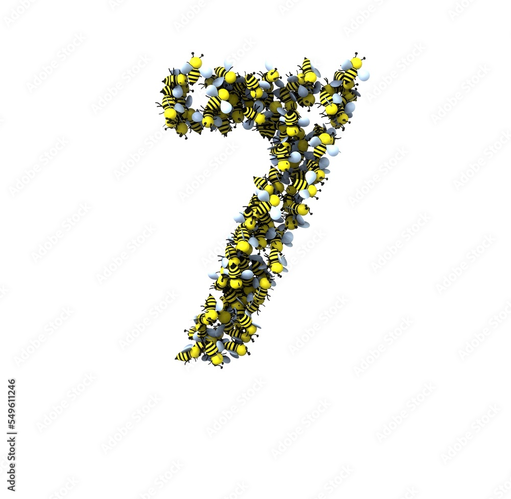 Bee Theemed Font - Number 7