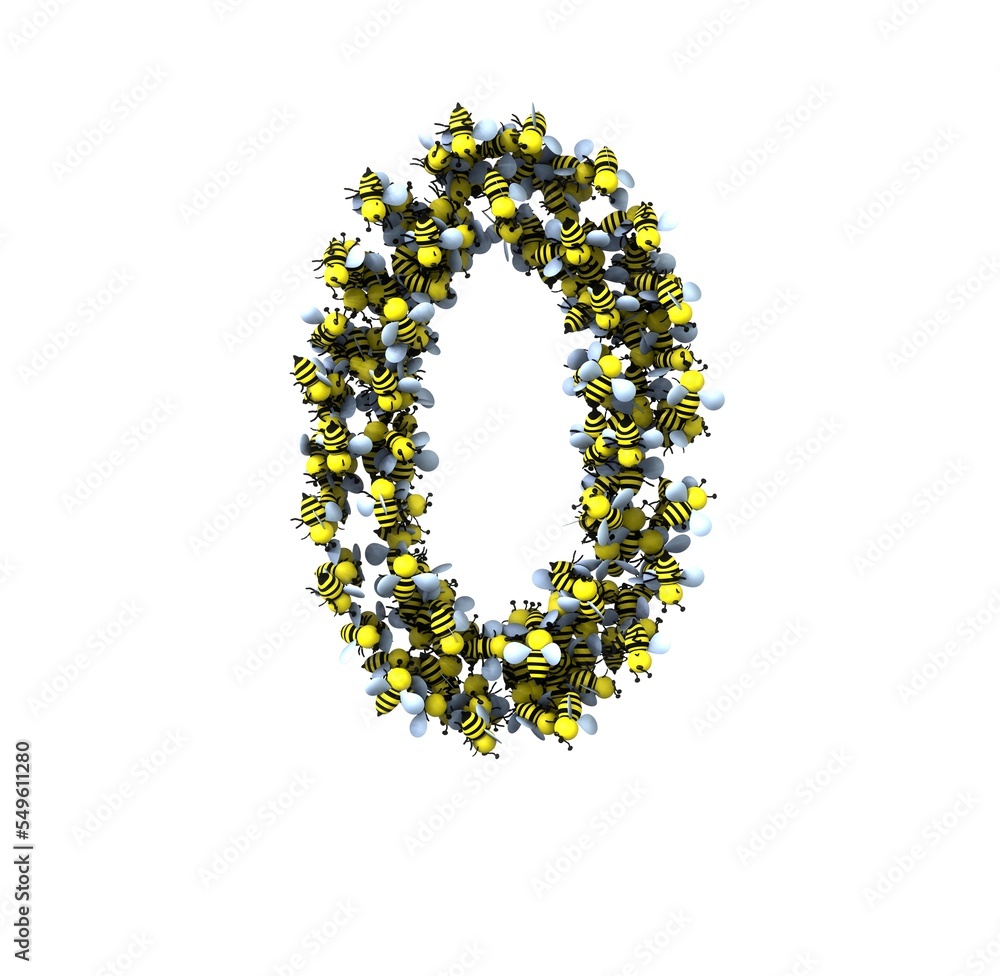 Bee Theemed Font - Number 0