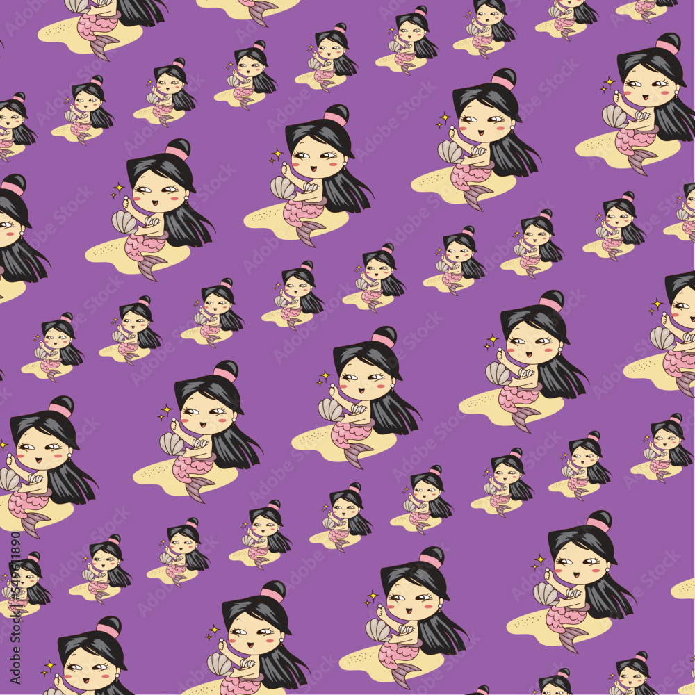 Beautiful mermaid design. Mermaids. Seamless pattern. Wallpaper, wrapping paper, home decor and fashion fabrics. Vector backgrounds. Beautiful mermaid design. Mermaids. Seamless pattern. Wallpaper, wrapping paper, home decor and fashion fabrics. Vector backgrounds.
