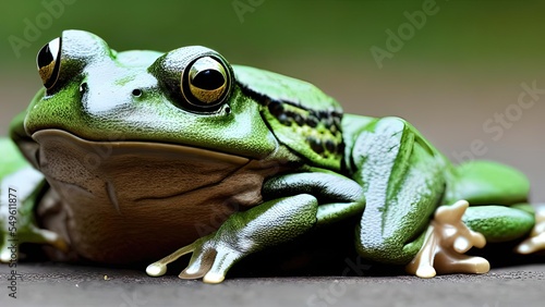 unusual frog sits with big eyes close-up