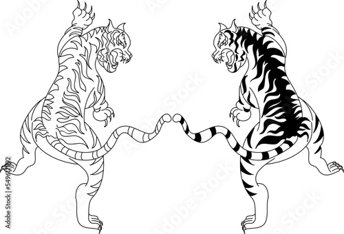 Tiger face sticker vector.Tiger head traditional tattoo.Vector of Japanese tiger for sticker or printing on T-shirt.