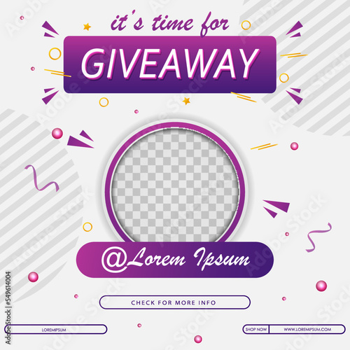 Giveaway winner announcement social media post template. Vector illustration