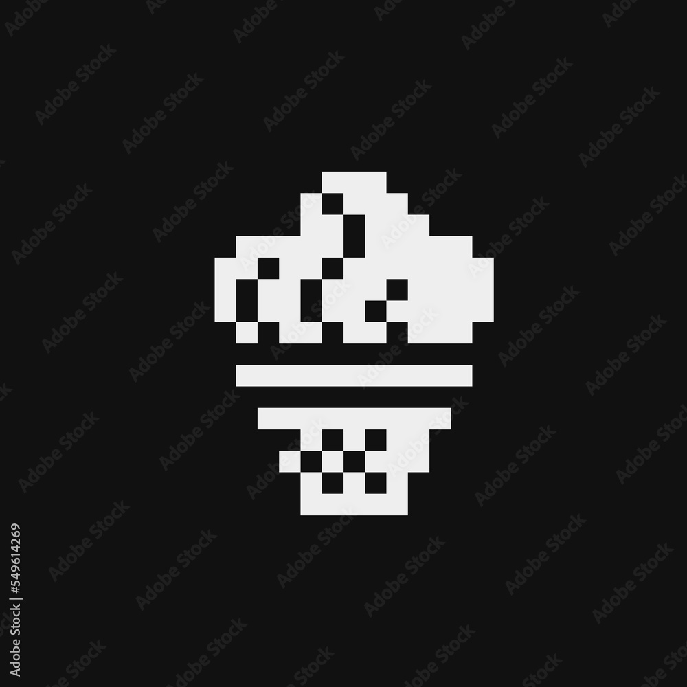 Ice cream emoji, pixel art style icon, element design app, web, sticker