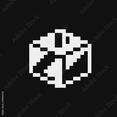 Ice cube emoji, abstract logo pixel art icon. Design for logo, sticker, mobile app, website, badges and patches. 1-bit sprite. Isolated vector illustration.