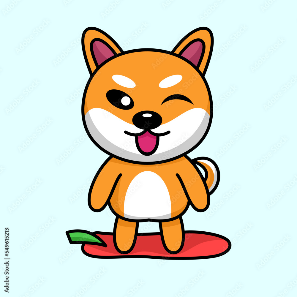 Vector illustration of cute shiba dog animal premium