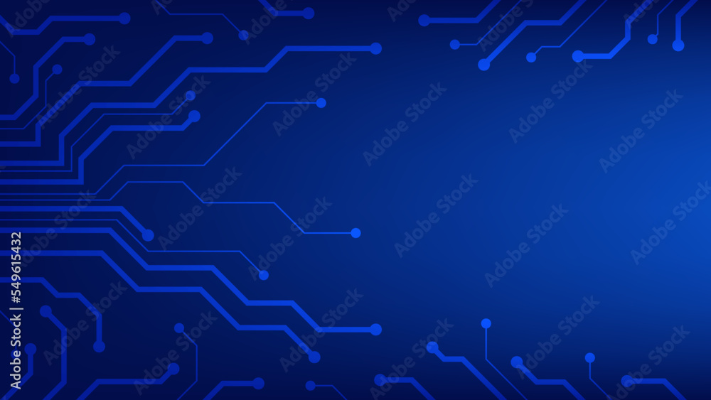 Hi tech digital circuit board. AI pad and electrical lines connected on blue lighting background. futuristic technology design element concept Hi tech digital circuit board. AI pad and electrical lines connected on blue lighting background. futuristic technology design element concept